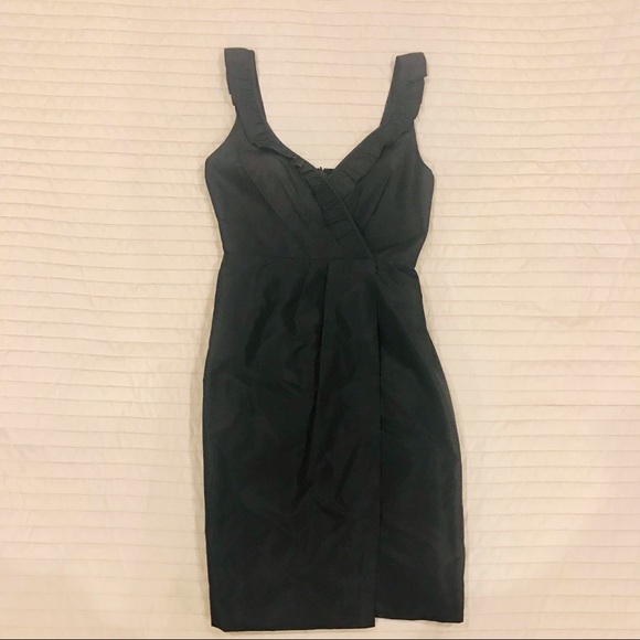 J. Crew black silk taffetas ruffled neckline sundress. Size 00. EUC - Picture 7 of 11